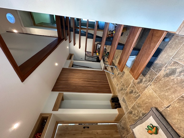 Contemporary floating timber staircase