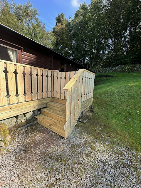 Timber deck with decorative turned balustrade spindles